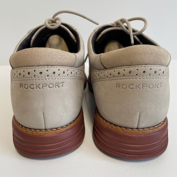 Rockport Total Motion Fusion Wing Tip Oxford Nubuck Taupe Shoes Mens 10.5 W main image 7
